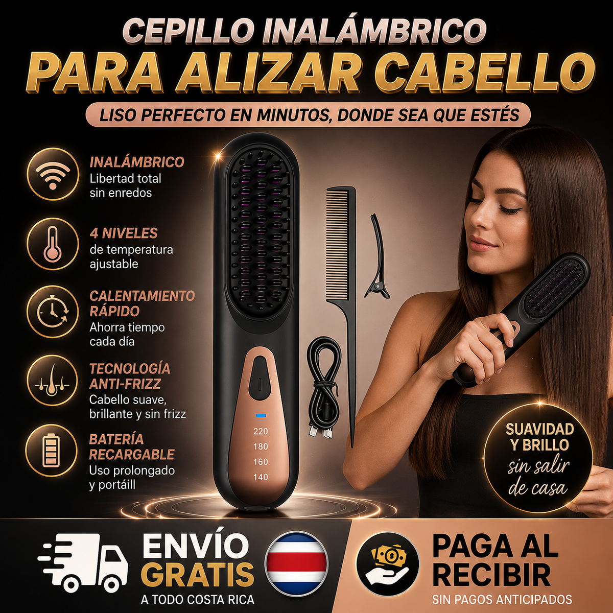 Cepillo Inalámbrico para alizar cabello